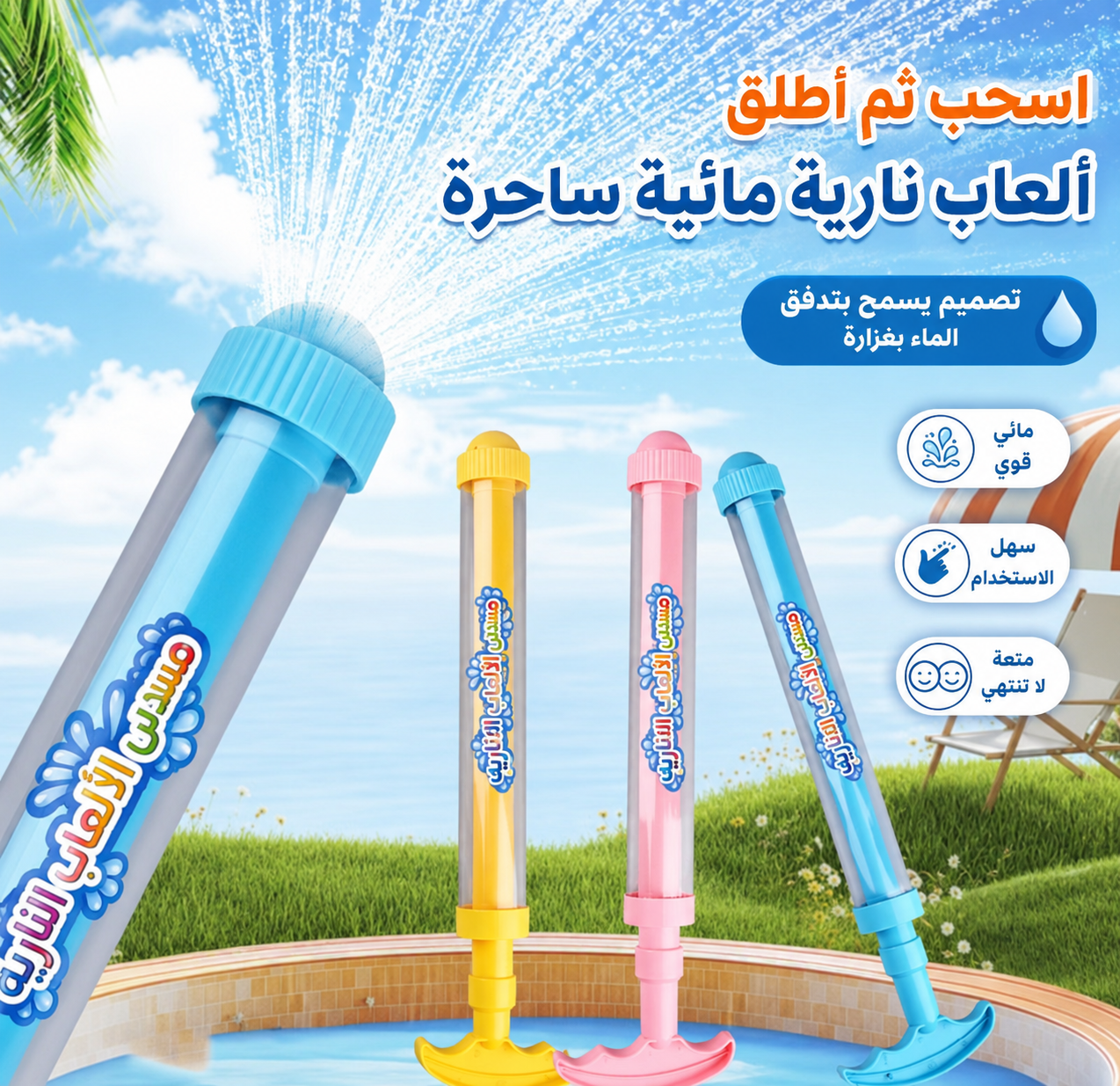 مسدس مياه جديد بتصميم ممدد على شكل ألعاب نارية